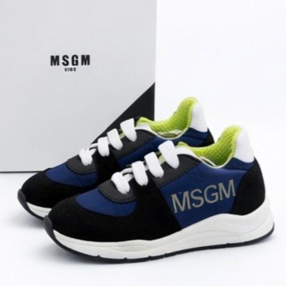MSGM Toddler Kids Leather Neoprene Suede Two Tone Sneakers Shoes Size 23 EU 7-7.